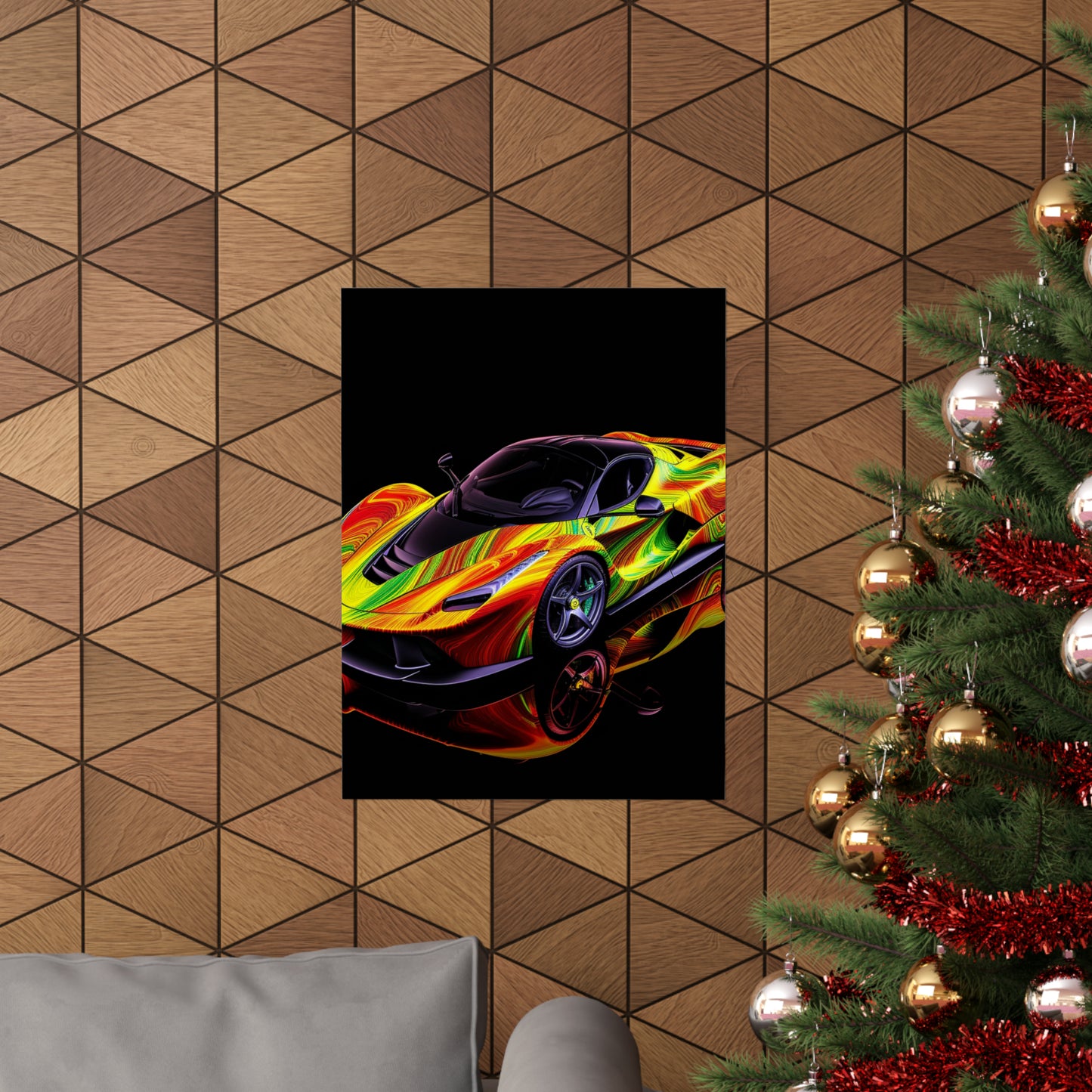 Premium Matte Vertical Posters Ferrari Neon 4