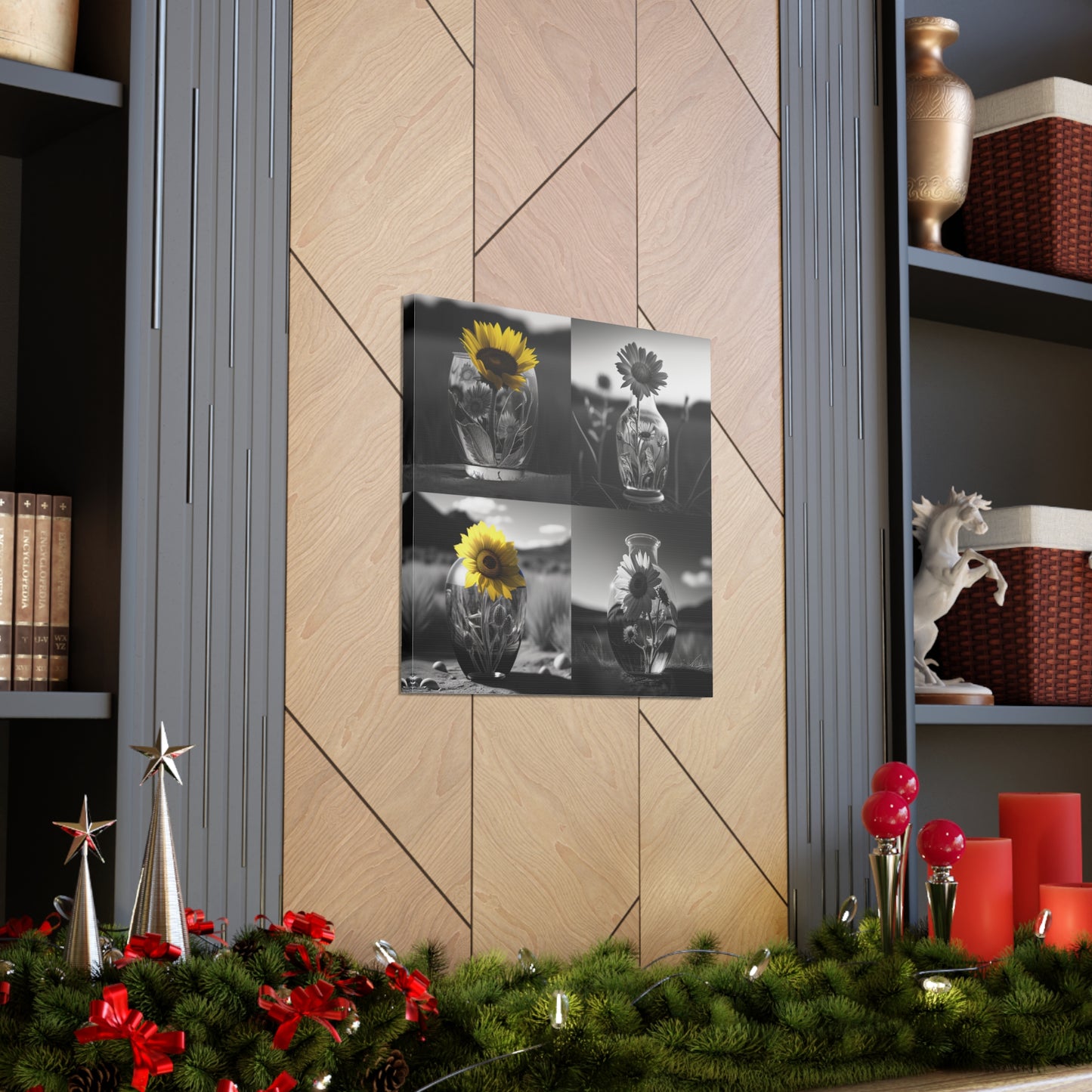 Canvas Gallery Wraps Yellw Sunflower in a vase 5