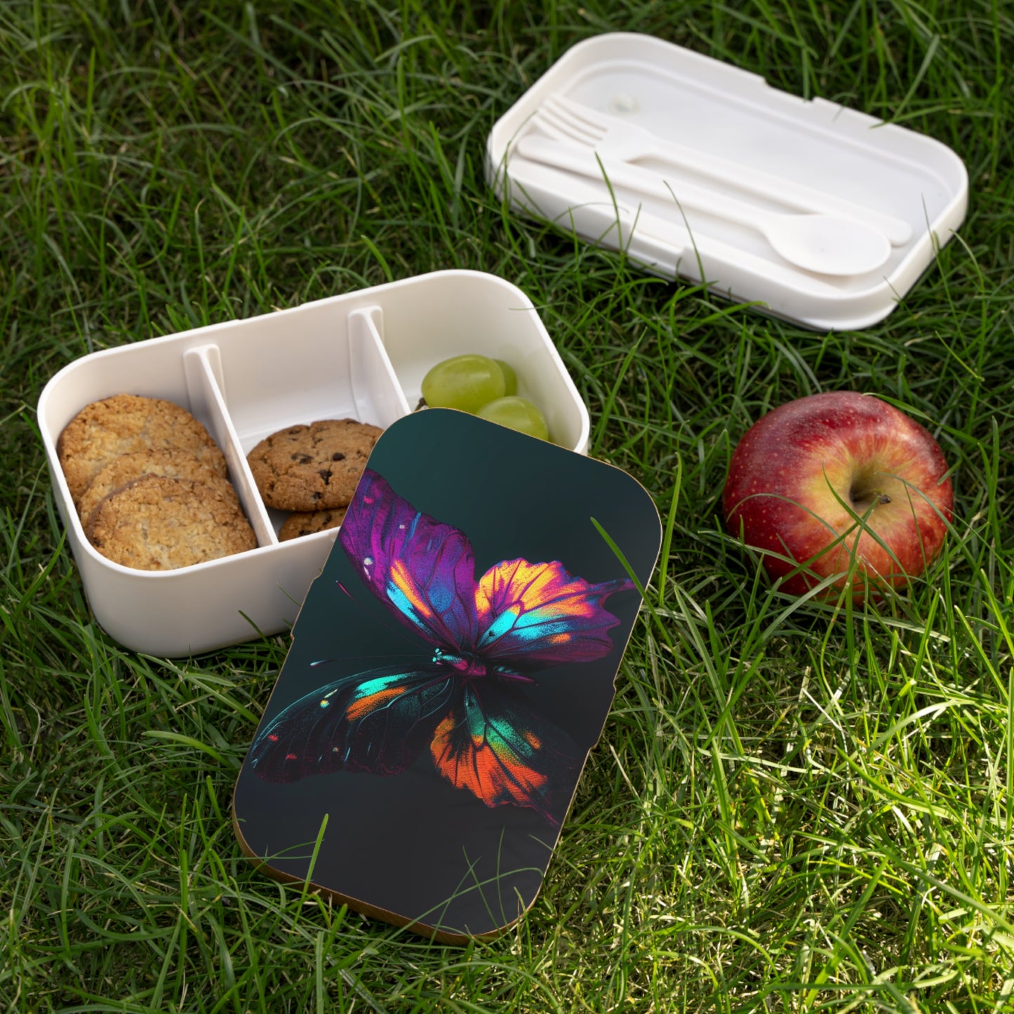 Bento Lunch Box Hyper Colorful Butterfly Purple 3
