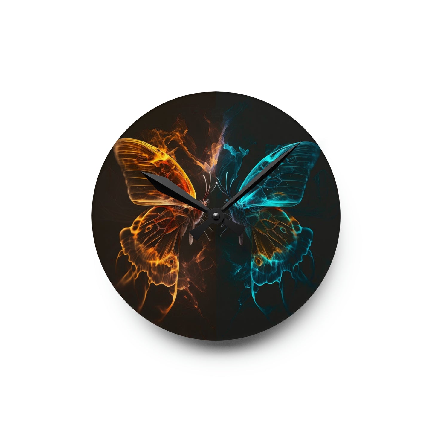 Acrylic Wall Clock Kiss Neon Butterfly 6