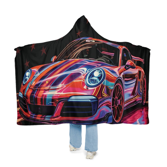 Snuggle Hooded Blanket American Flag Colored Porsche 1