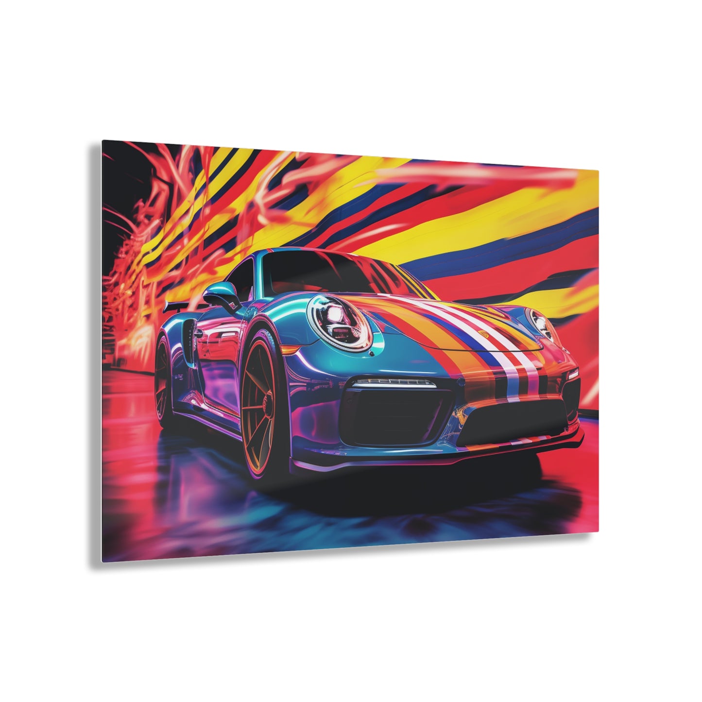 Acrylic Prints Macro American Flag Porsche 2