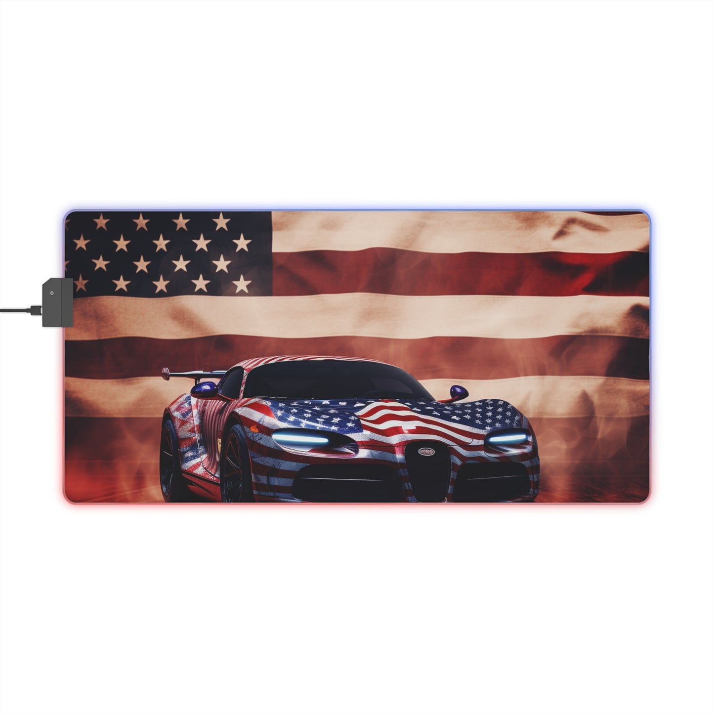 LED Gaming Mouse Pad Abstract American Flag Background Bugatti 2