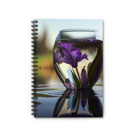 Spiral Notebook - Ruled Line Purple Iris in a vase 3