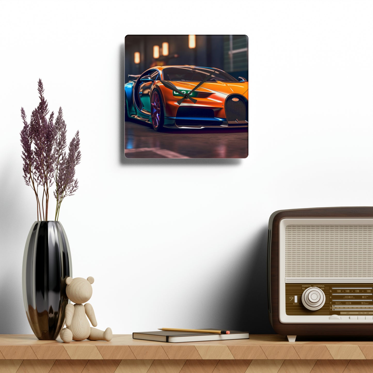 Acrylic Wall Clock Hyper Bugatti Neon Chiron 1