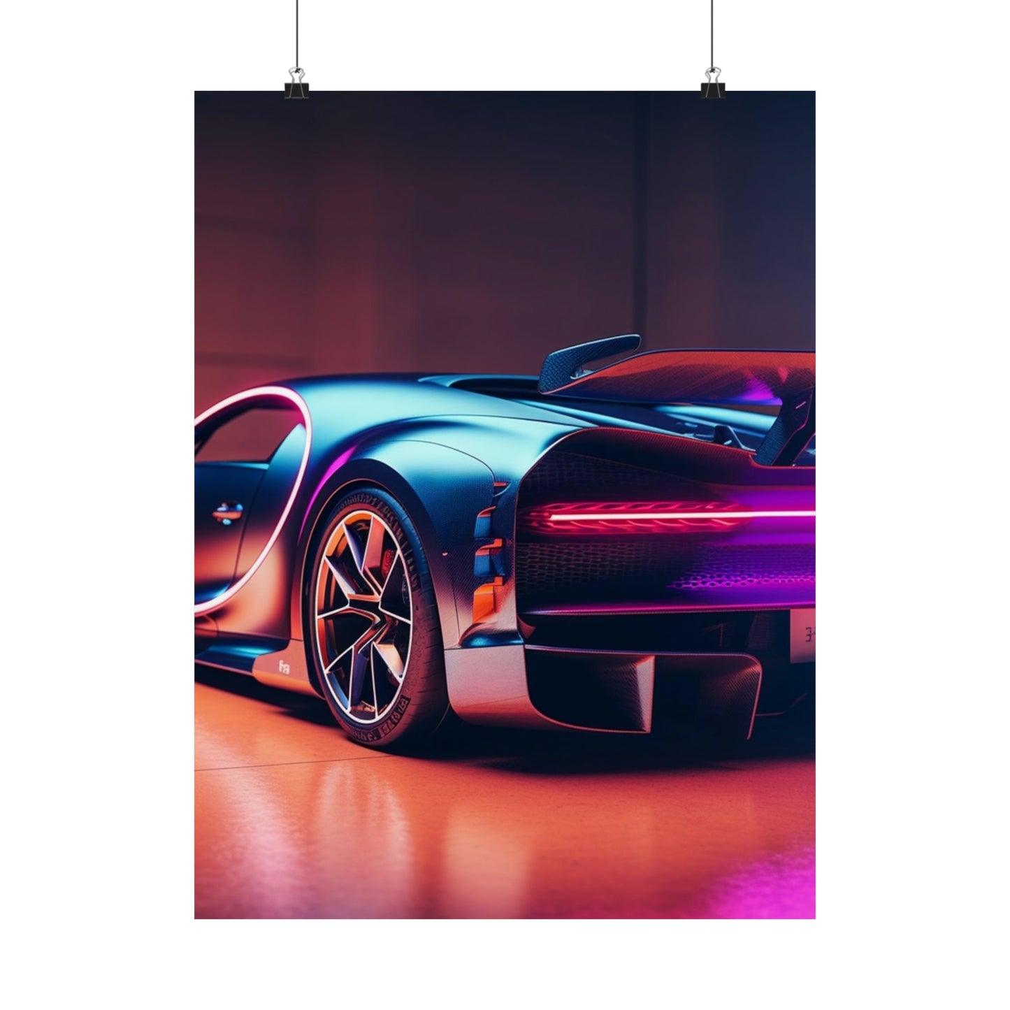 Premium Matte Vertical Posters Hyper Bugatti Neon Chiron 2