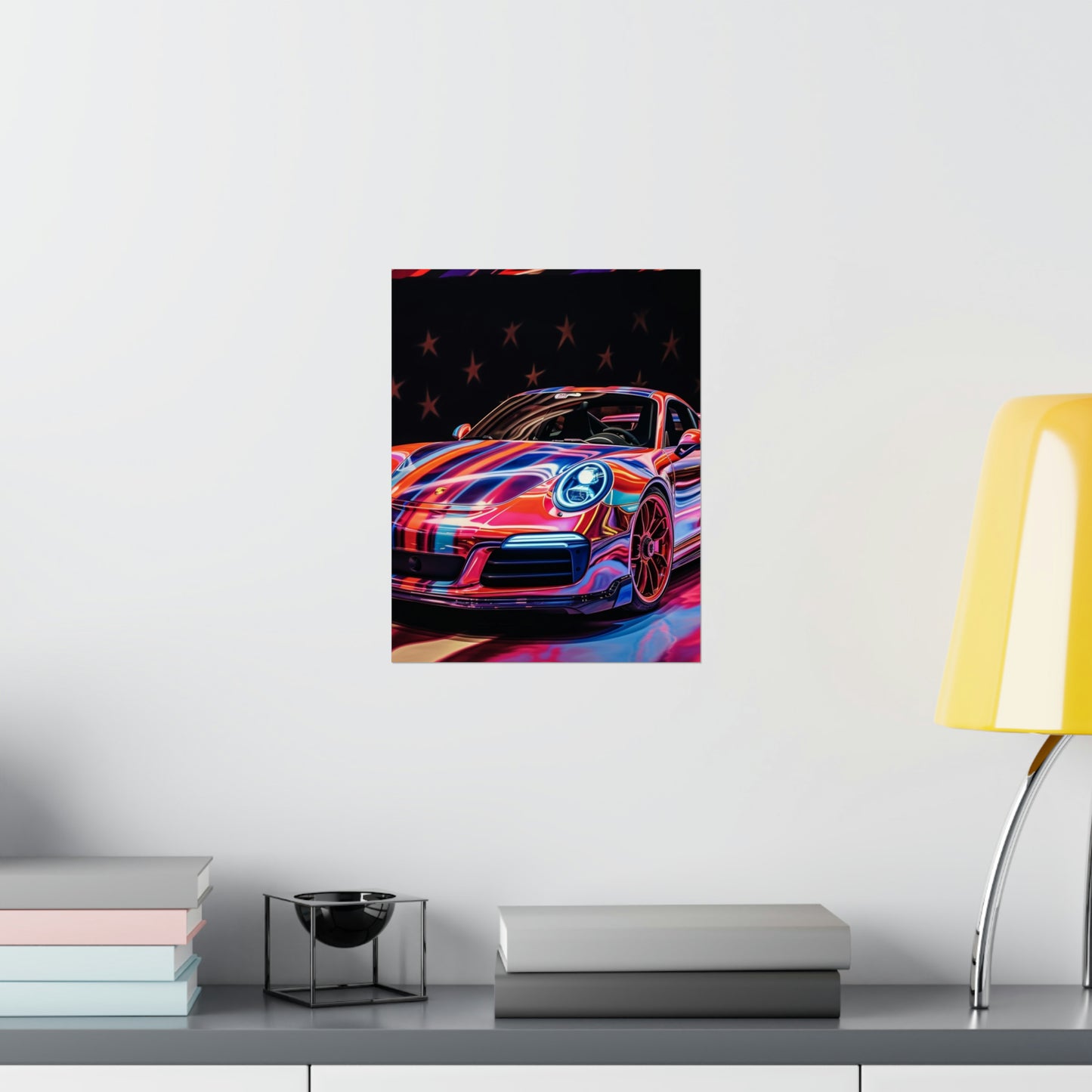 Premium Matte Vertical Posters American Flag Colored Porsche 4