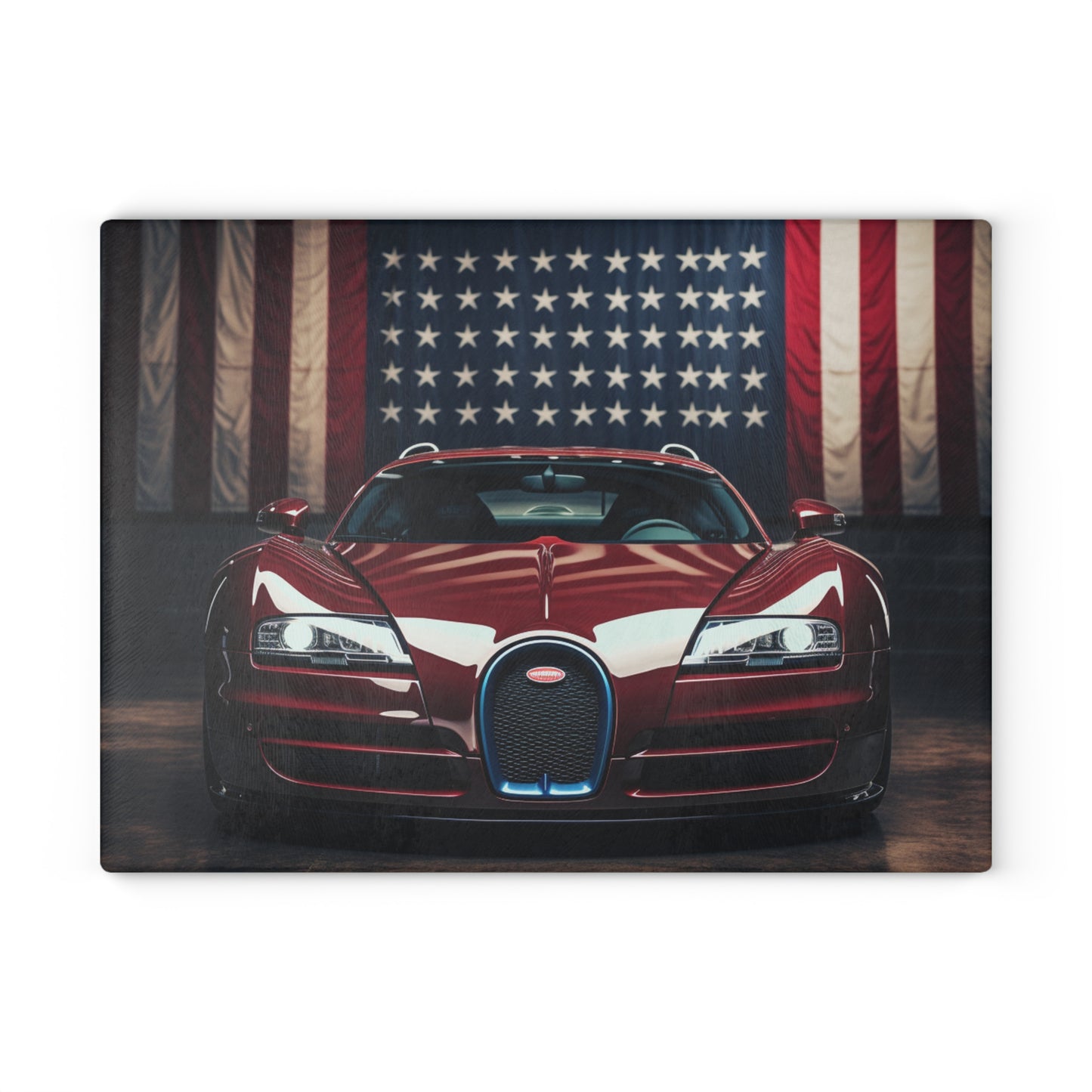 Glass Cutting Board American Flag Background Bugatti 1