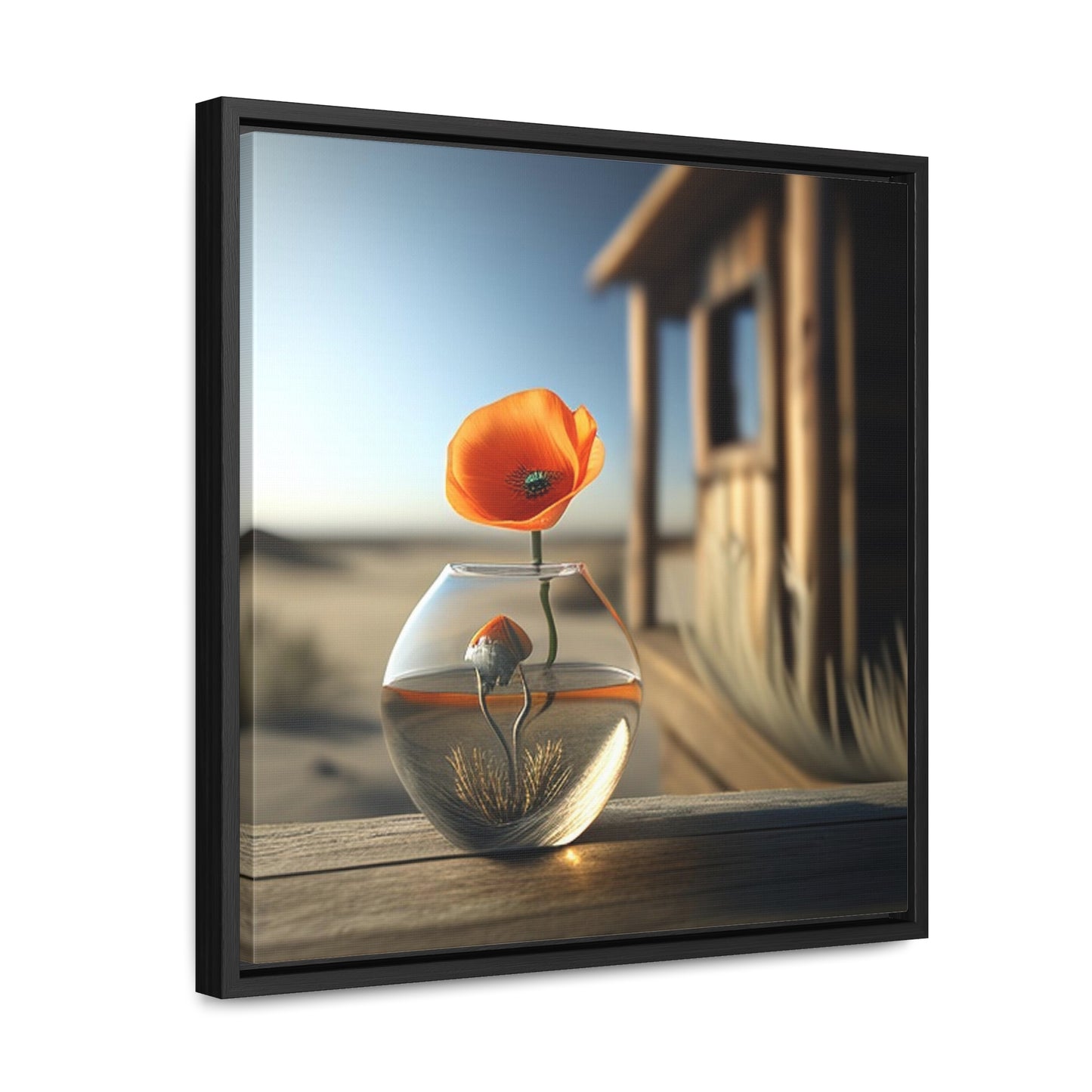 Gallery Canvas Wraps, Square Frame Orange Poppy in a Vase 1