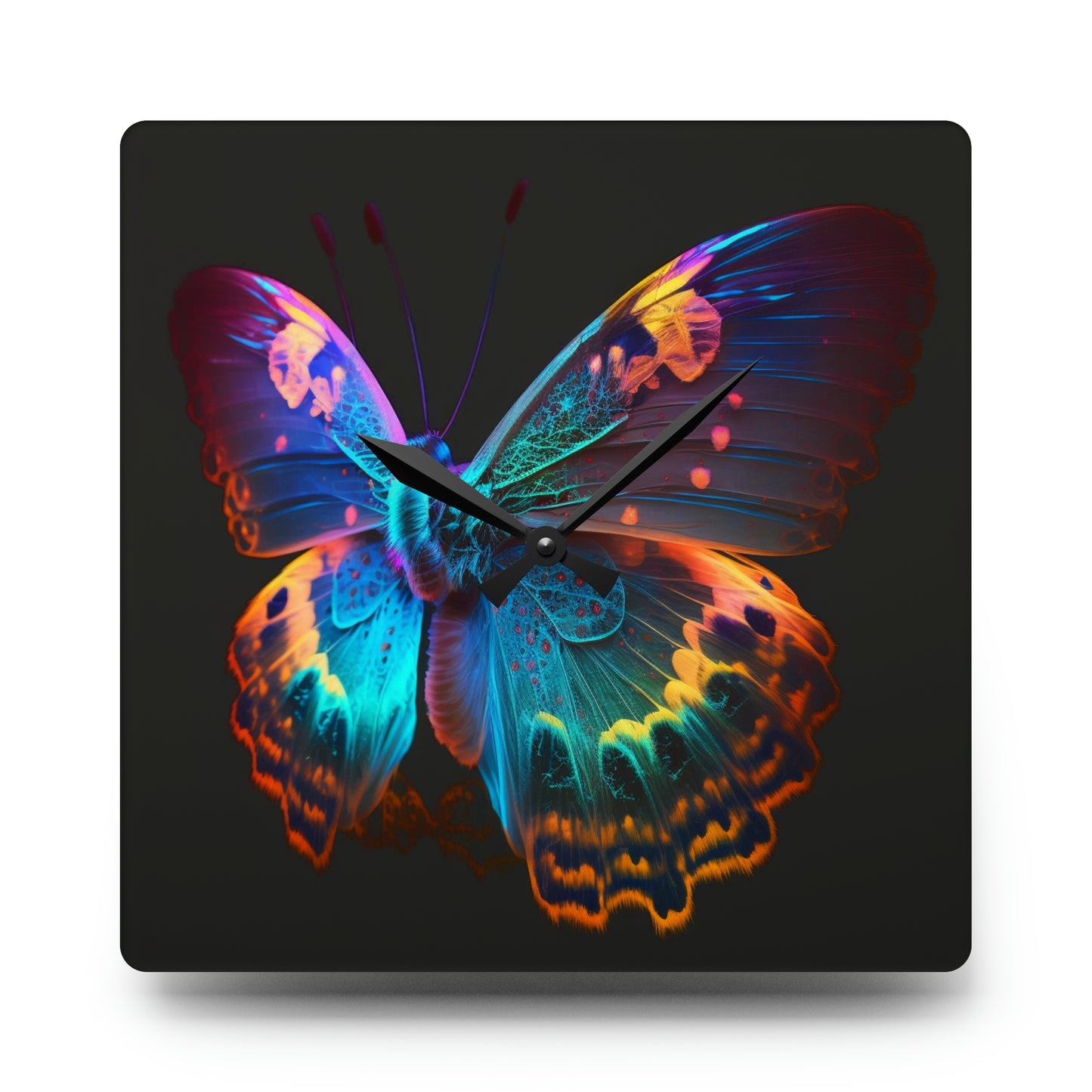 Acrylic Wall Clock Raw Hyper Color Butterfly 4