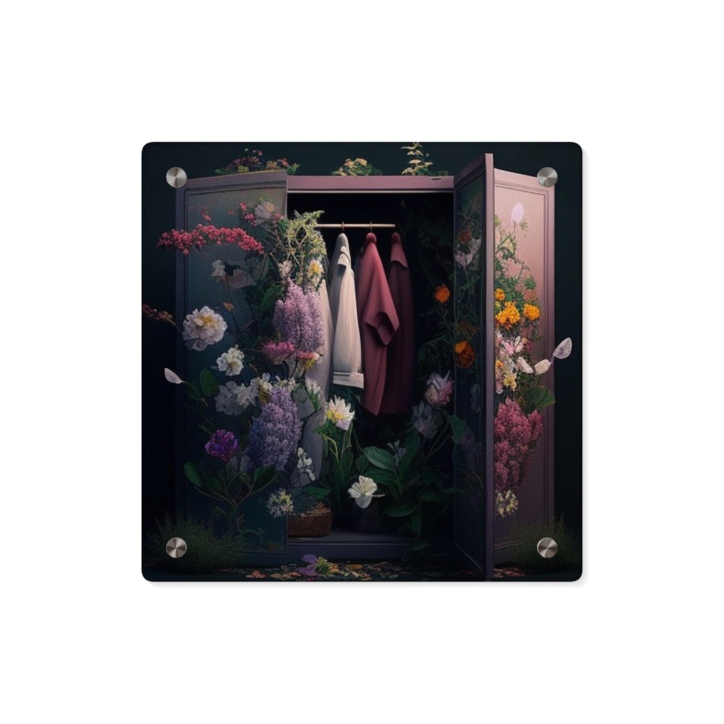 Acrylic Wall Art Panels A Wardrobe Surrounded by Flowers 2