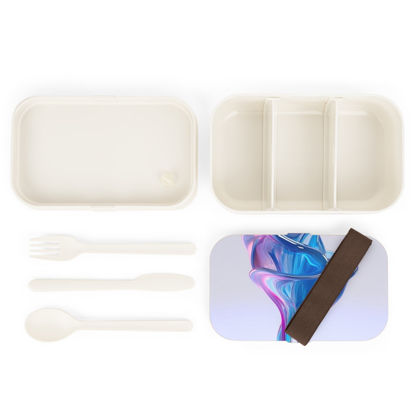 Bento Lunch Box Pink & Blue Tulip Rose 2