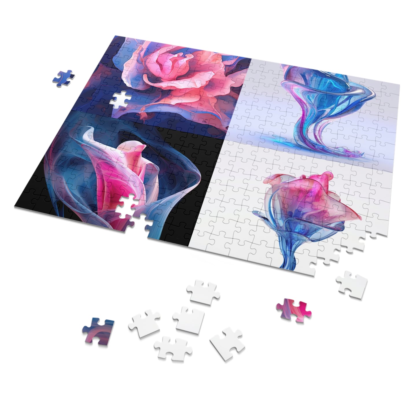 Jigsaw Puzzle (30, 110, 252, 500,1000-Piece) Pink & Blue Tulip Rose 5