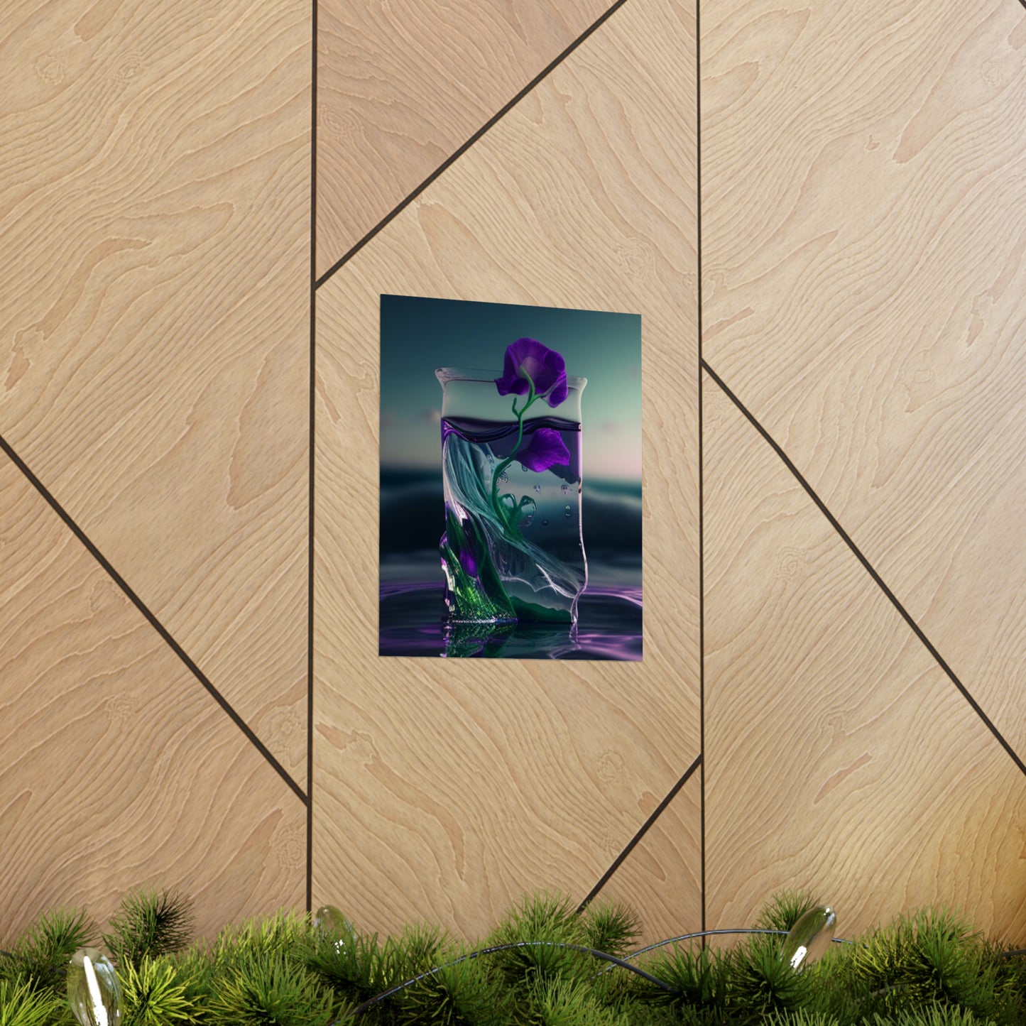 Premium Matte Vertical Posters Purple Sweet pea in a vase 3