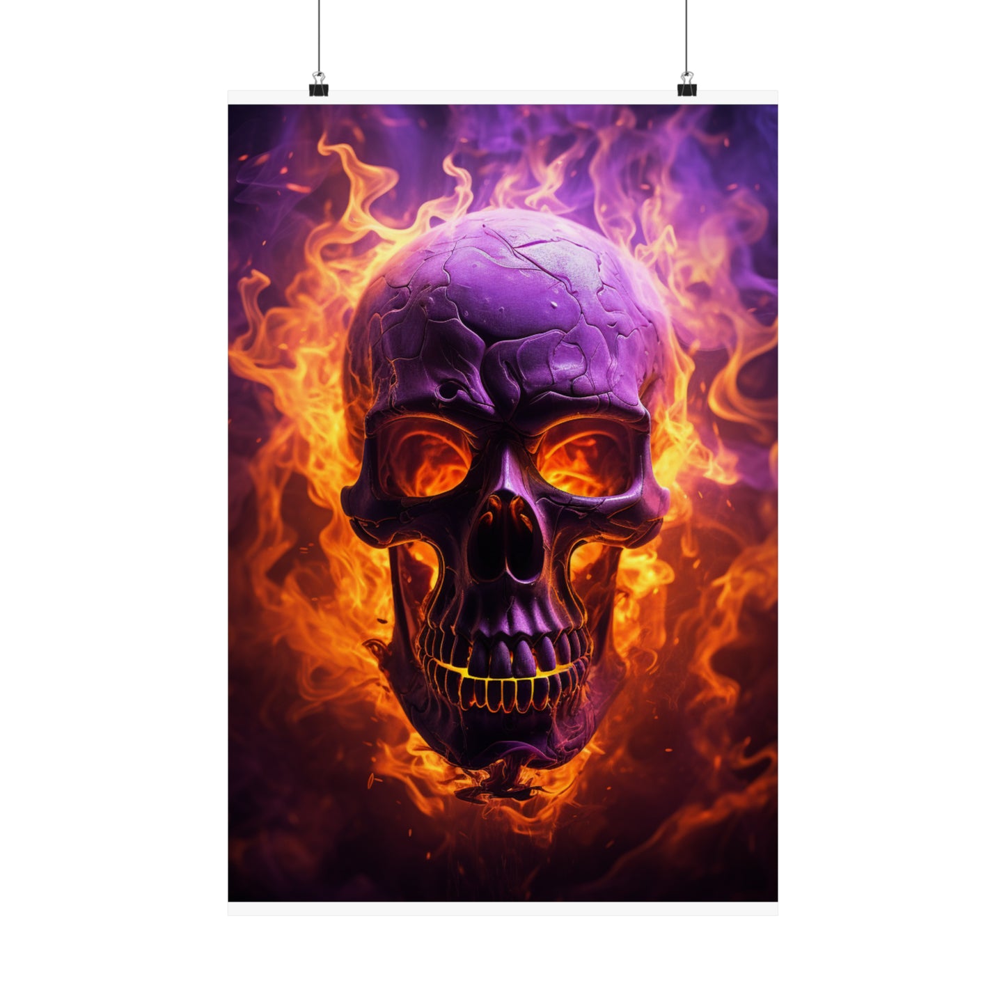 Premium Matte Vertical Posters Skull Flames 3