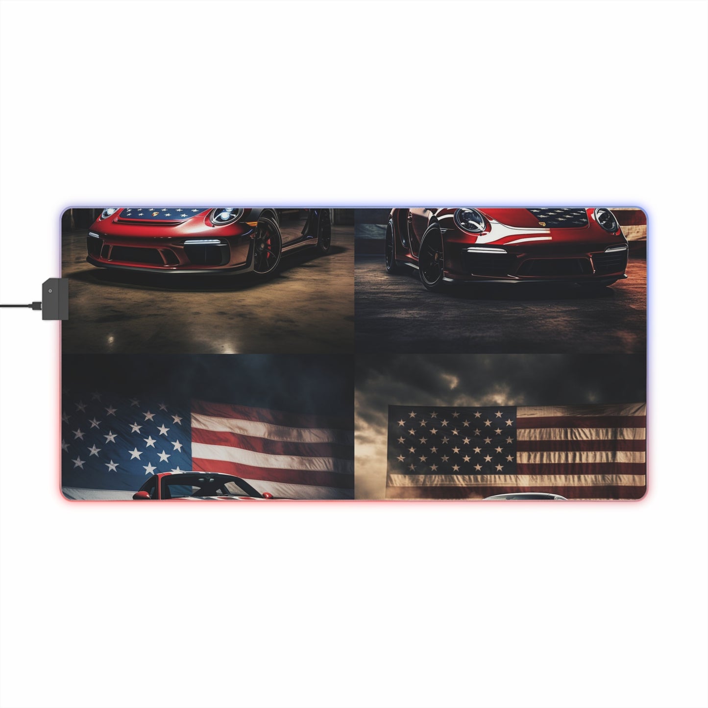 LED Gaming Mouse Pad American Flag Background Porsche 5