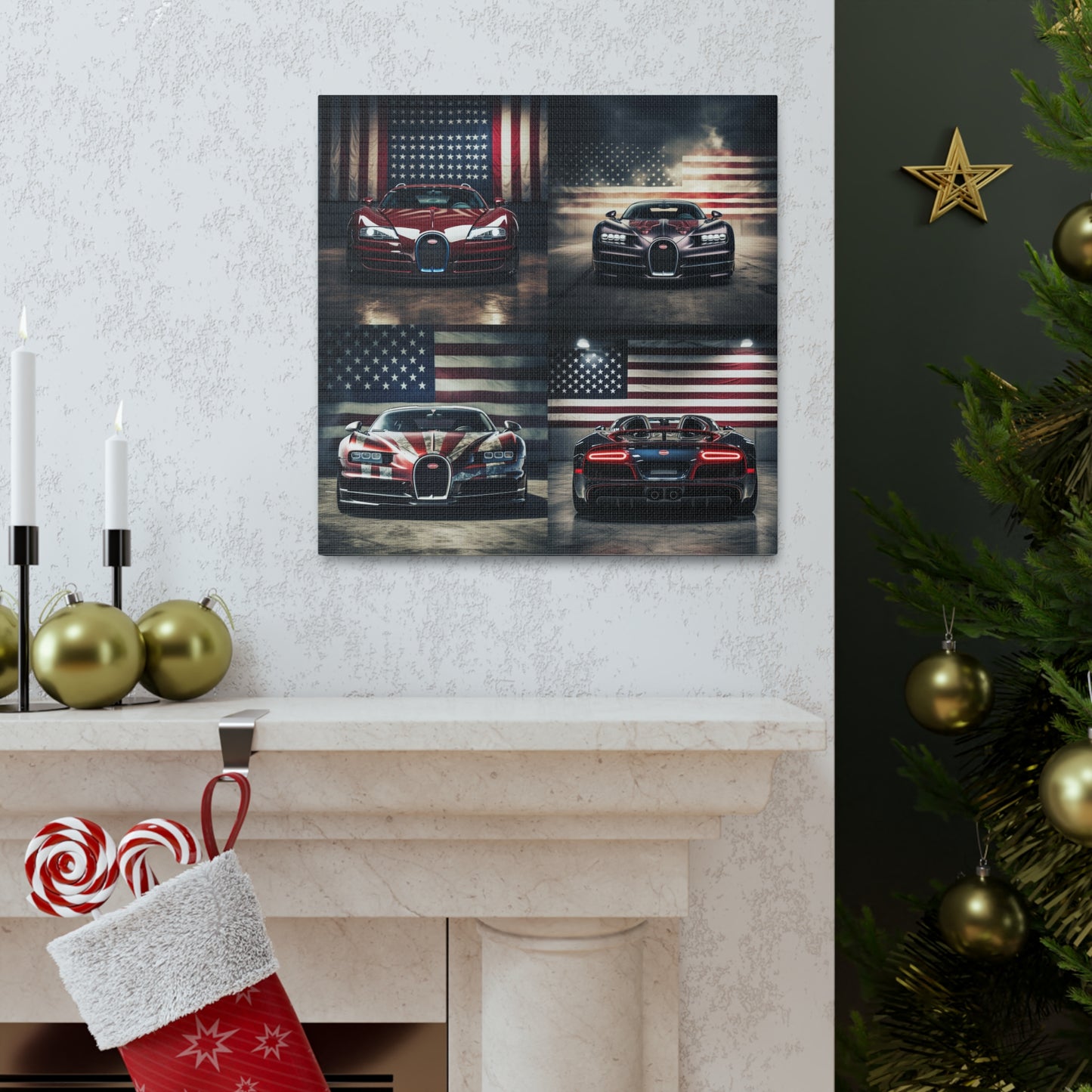 Canvas Gallery Wraps American Flag Background Bugatti 5