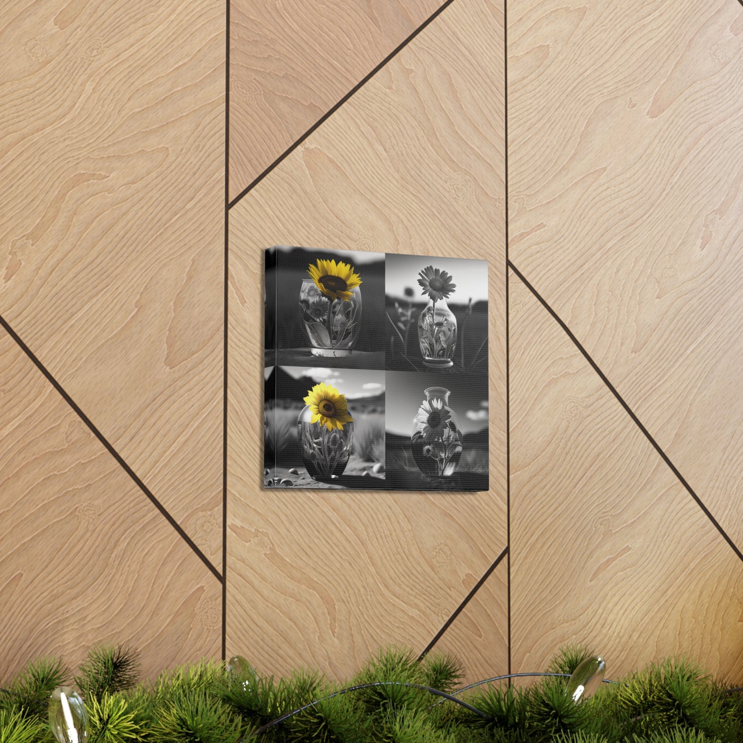 Canvas Gallery Wraps Yellw Sunflower in a vase 5