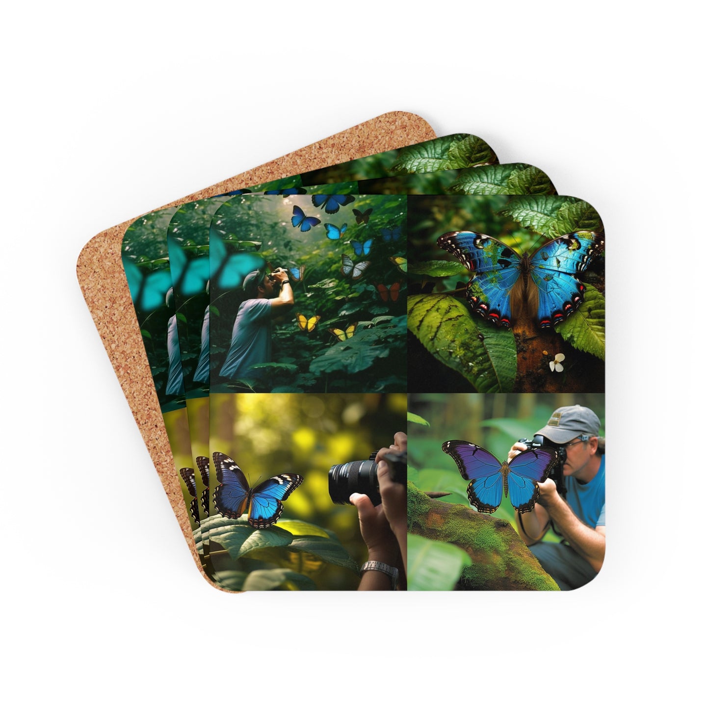 Corkwood Coaster Set Jungle Butterfly 5