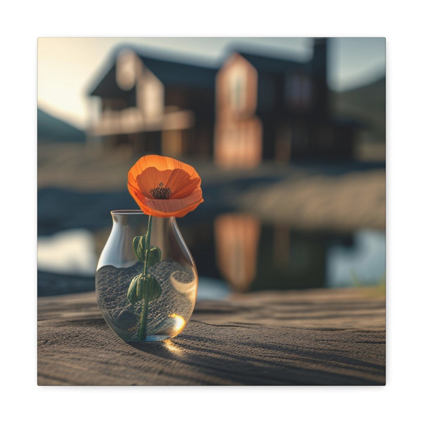 Canvas Gallery Wraps Orange Poppy in a Vase 4