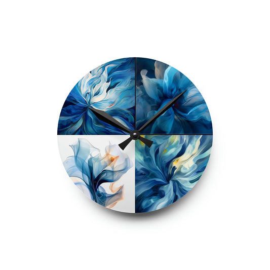 Acrylic Wall Clock Blue Tluip Abstract 5