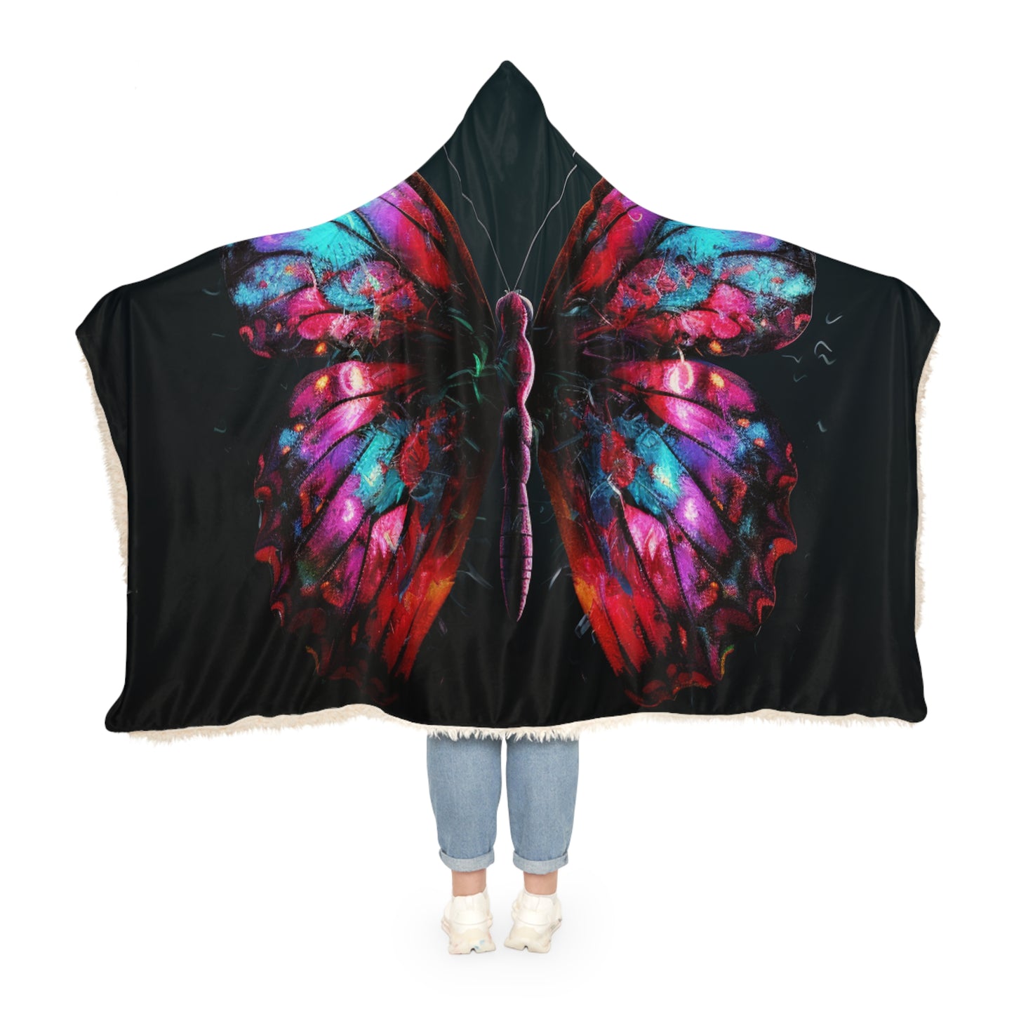 Snuggle Hooded Blanket Hyper Colorful Butterfly Macro 3