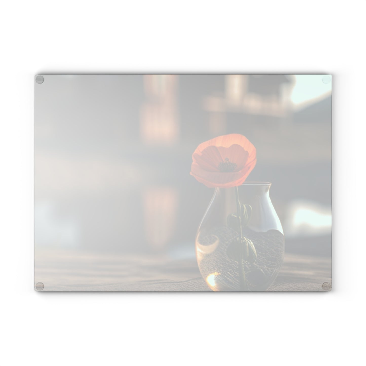 Glass Cutting Board Orange Poppy in a Vase 4