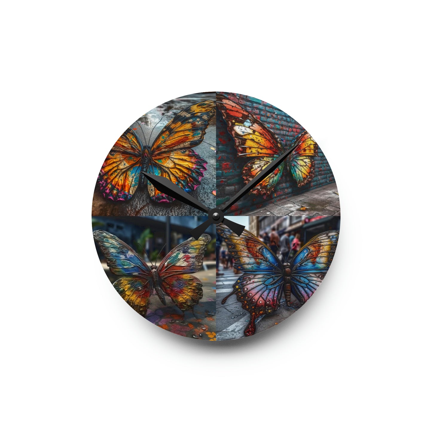 Acrylic Wall Clock Liquid Street Butterfly 5