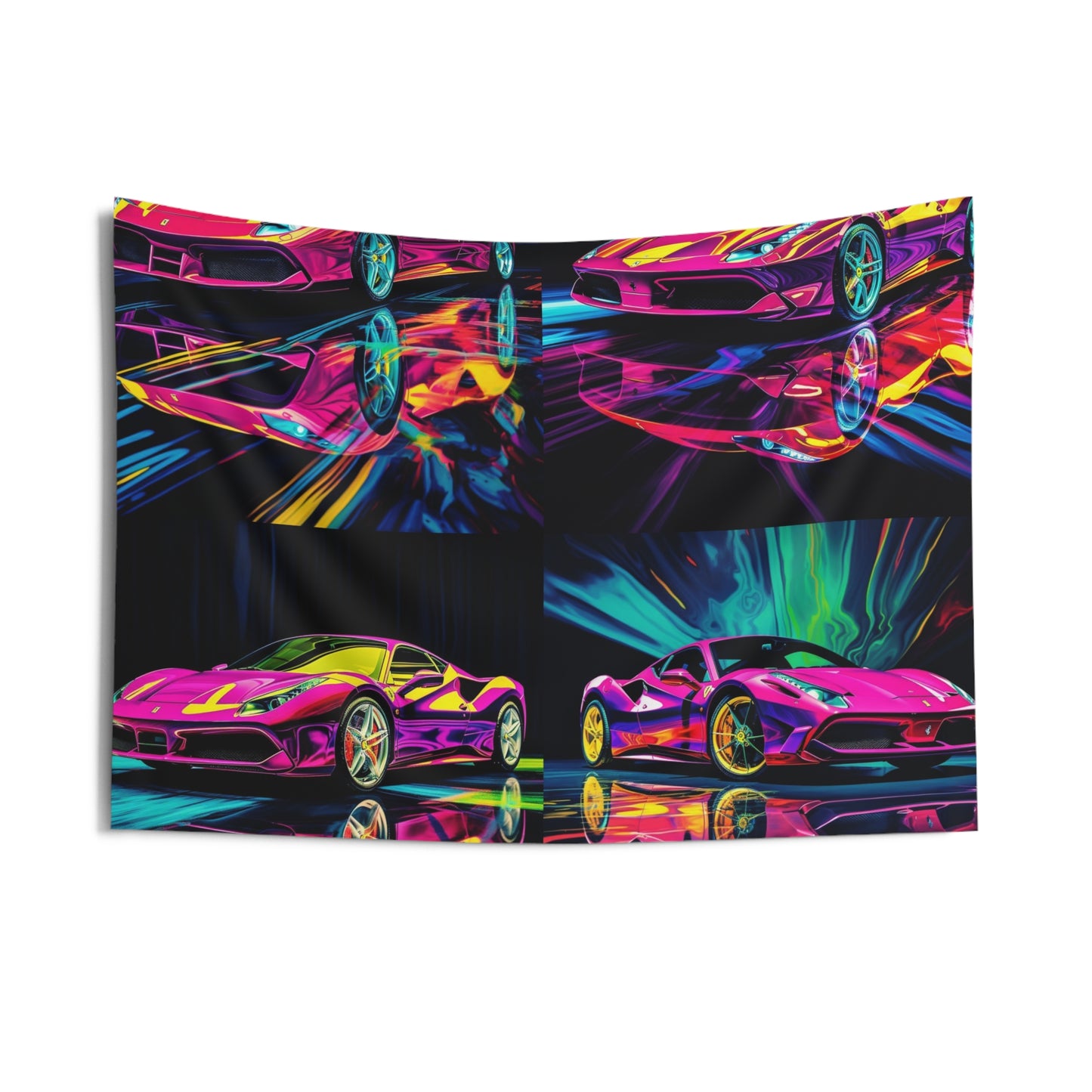 Indoor Wall Tapestries Pink Ferrari Macro 5