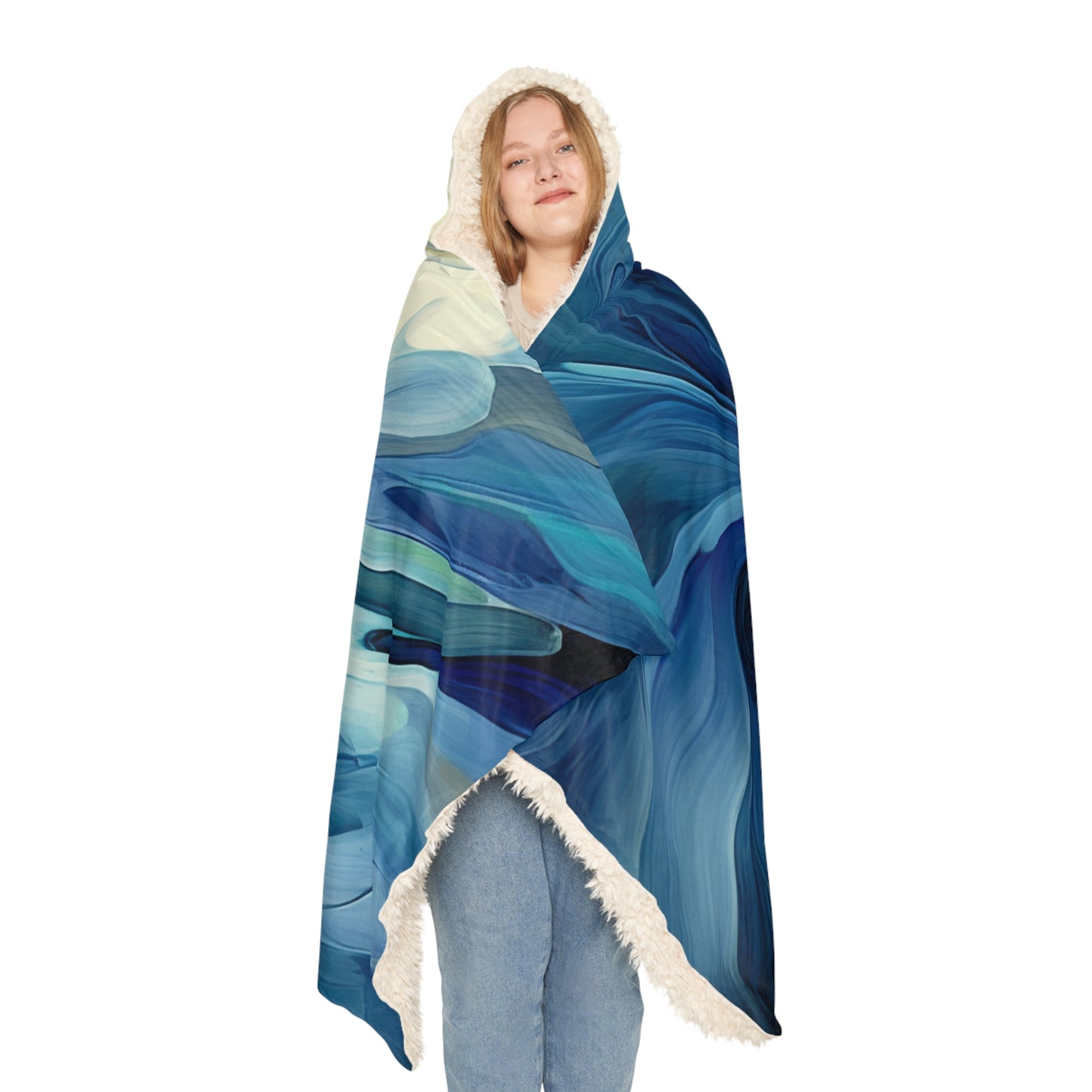 Snuggle Hooded Blanket Blue Tluip Abstract 4