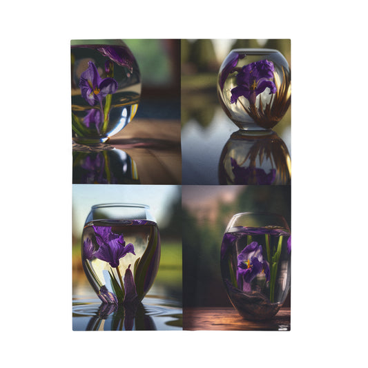 Velveteen Plush Blanket Purple Iris in a vase 5