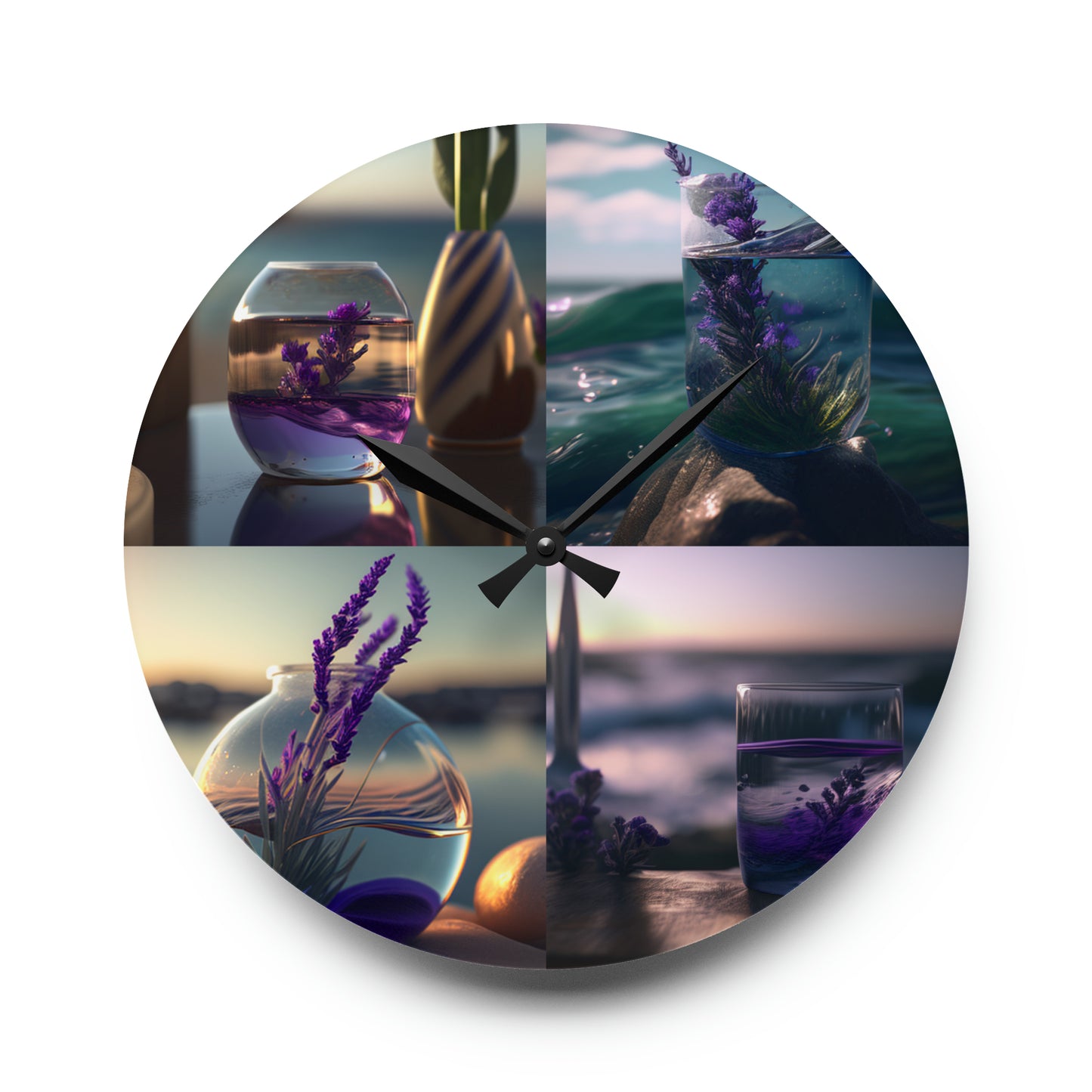 Acrylic Wall Clock Lavender in a vase 5