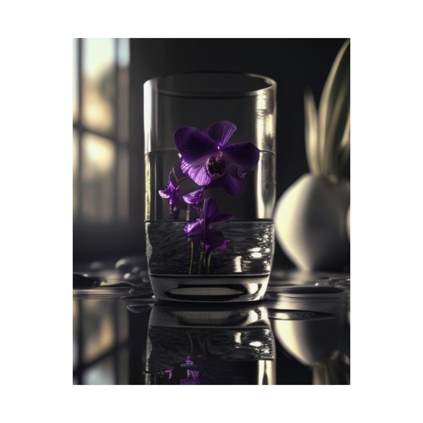 Premium Matte Vertical Posters Purple Orchid Glass vase 4