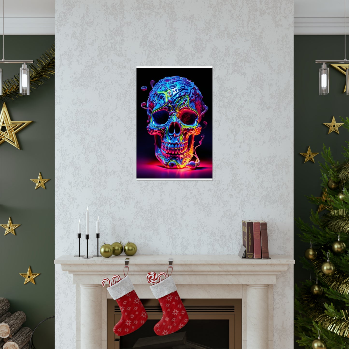 Premium Matte Vertical Posters Macro Skull Color 3