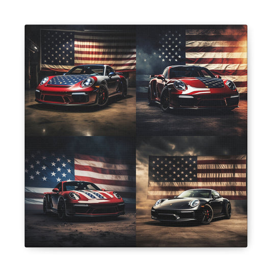 Canvas Gallery Wraps American Flag Background Porsche 5