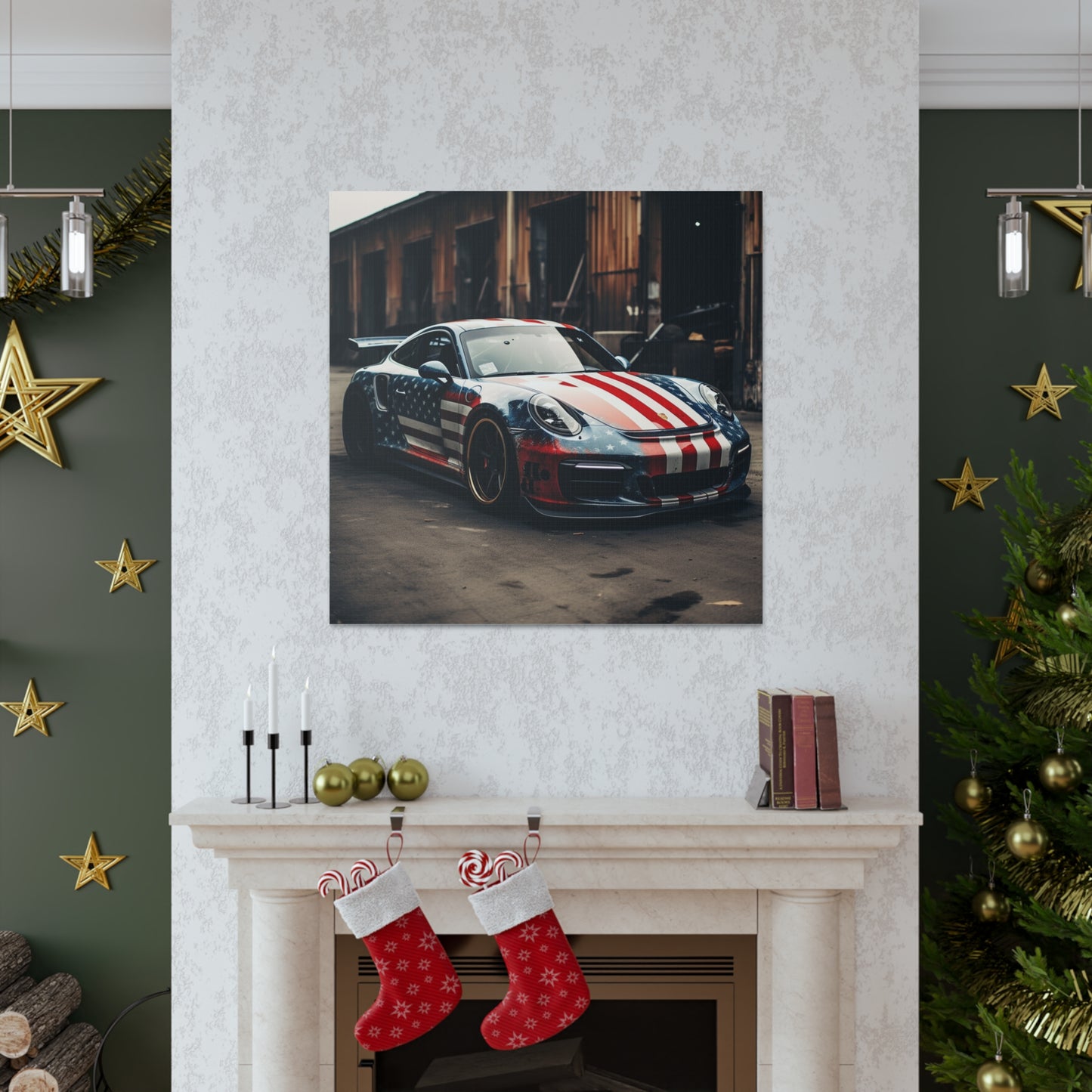 Canvas Gallery Wraps American Flag Porsche 3