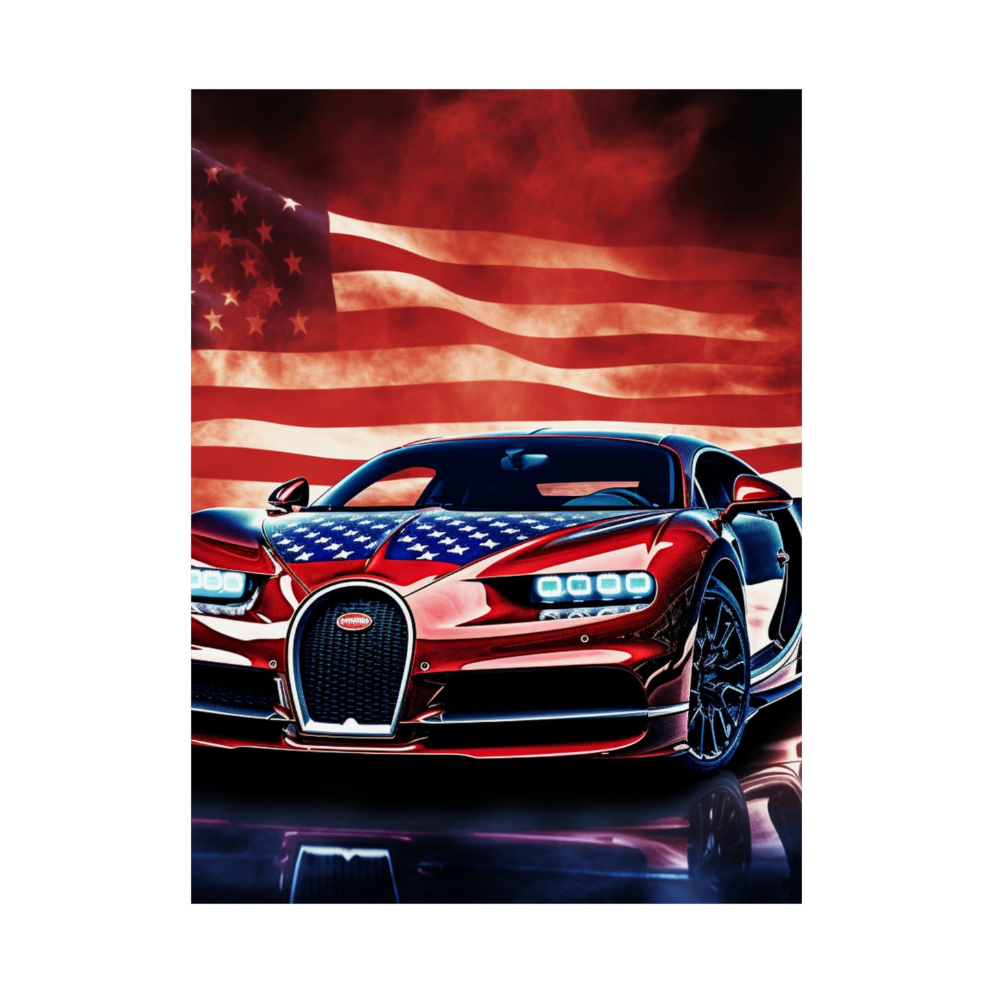 Premium Matte Vertical Posters Abstract American Flag Background Bugatti 3