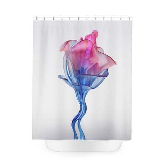 Polyester Shower Curtain Pink & Blue Tulip Rose 4