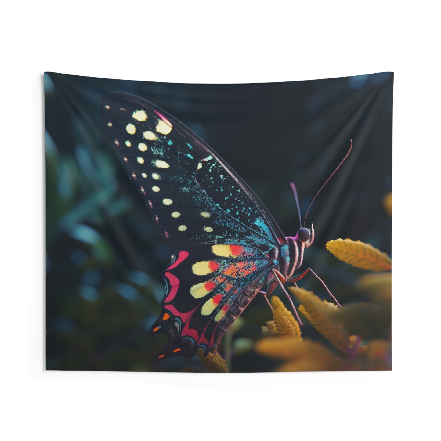 Indoor Wall Tapestries Hyper Colorful Butterfly Macro 2