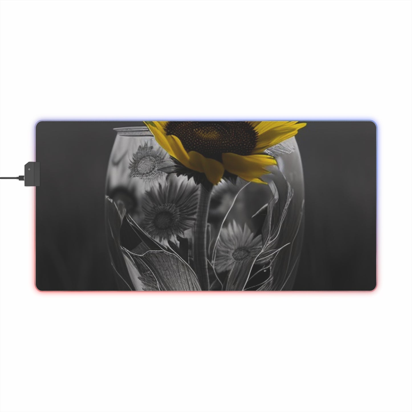 LED Gaming Mouse Pad Yellw Sunflower in a vase 1