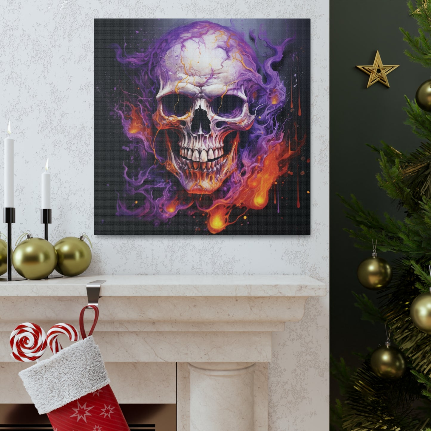 Canvas Gallery Wraps Skull Flames 2