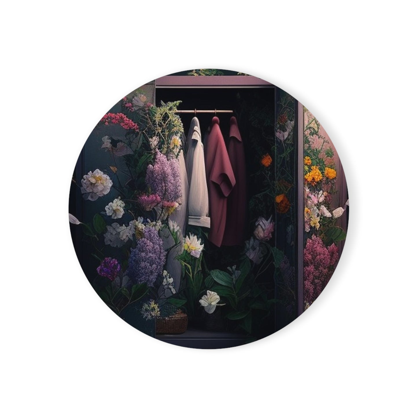 Cork Back Coaster A Wardrobe Surrounded by Flowers 2