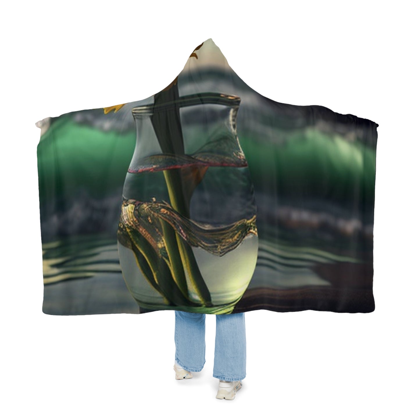 Snuggle Hooded Blanket Yellow Gladiolus glass 1