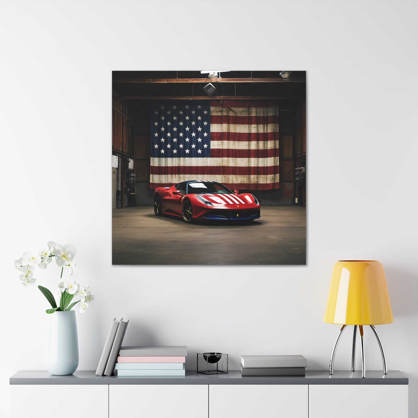 Canvas Gallery Wraps American Flag Farrari 4