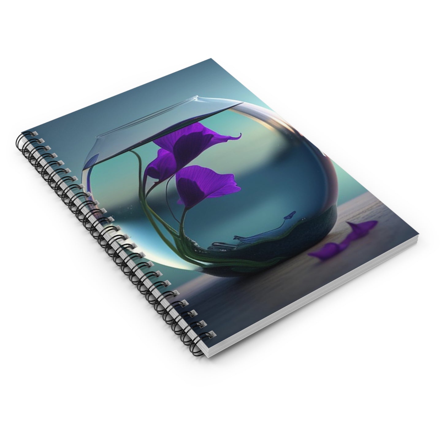 Spiral Notebook - Ruled Line Purple Sweet pea in a vase 2