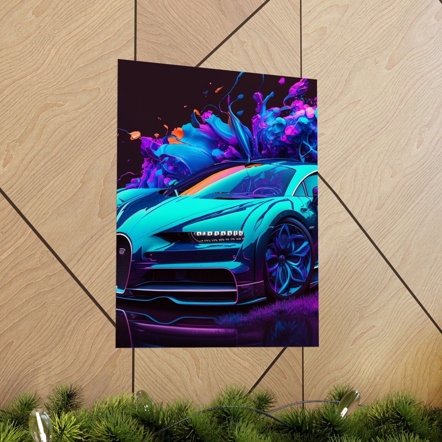 Premium Matte Vertical Posters Bugatti Neon Chiron 3