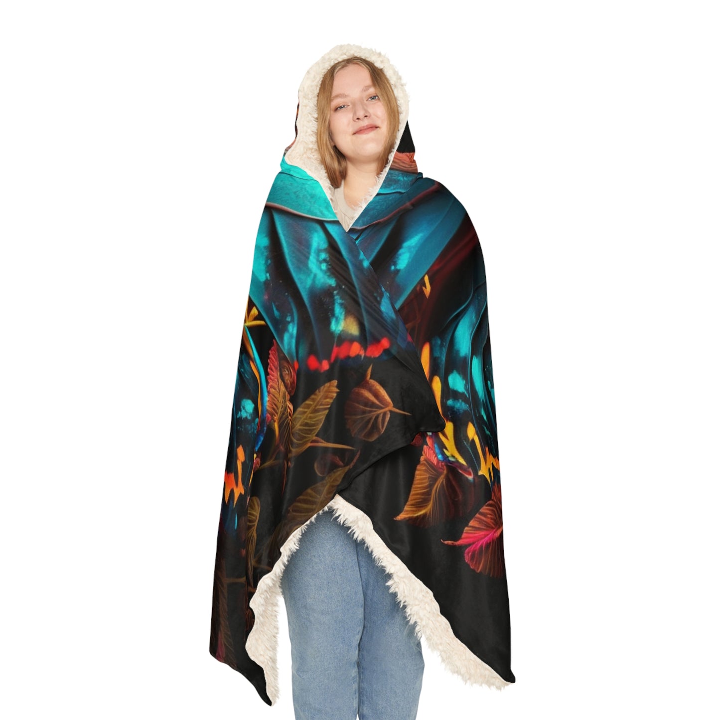 Snuggle Hooded Blanket Hue Neon Butterfly 1