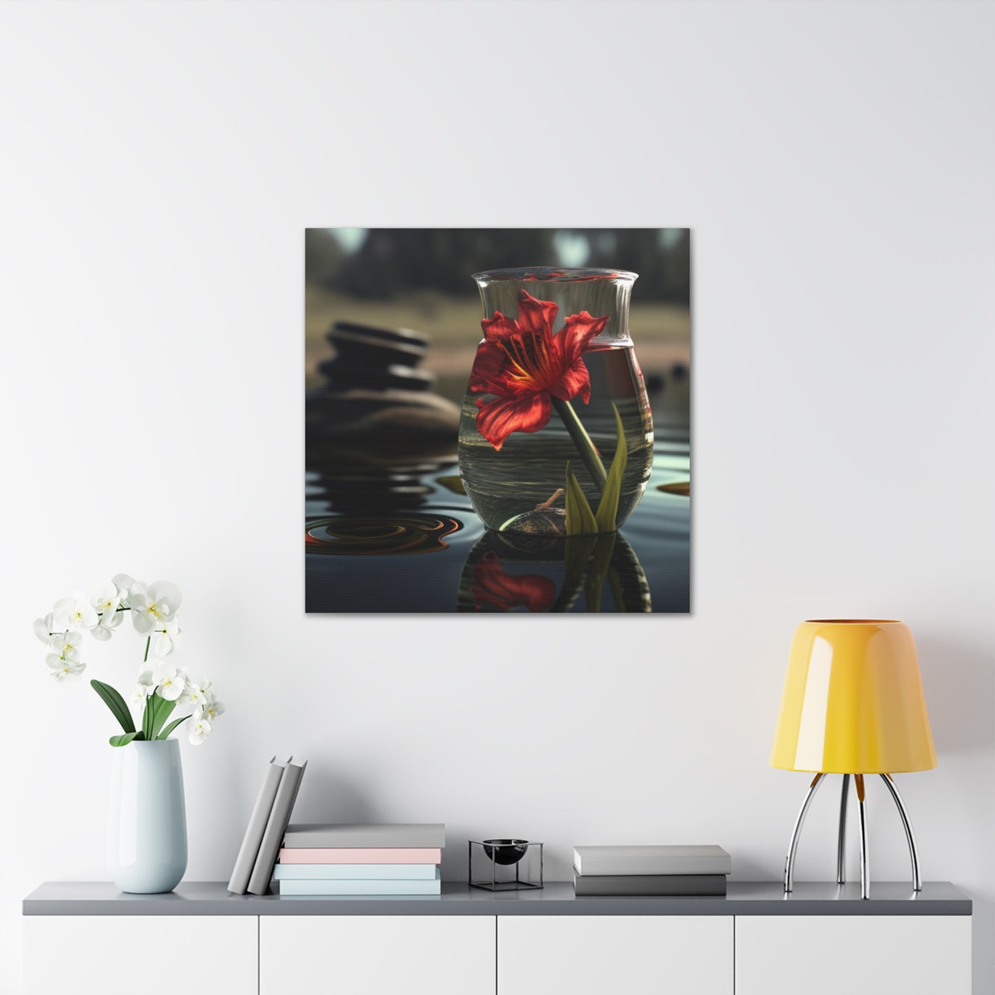 Canvas Gallery Wraps Red Lily in a Glass vase 4