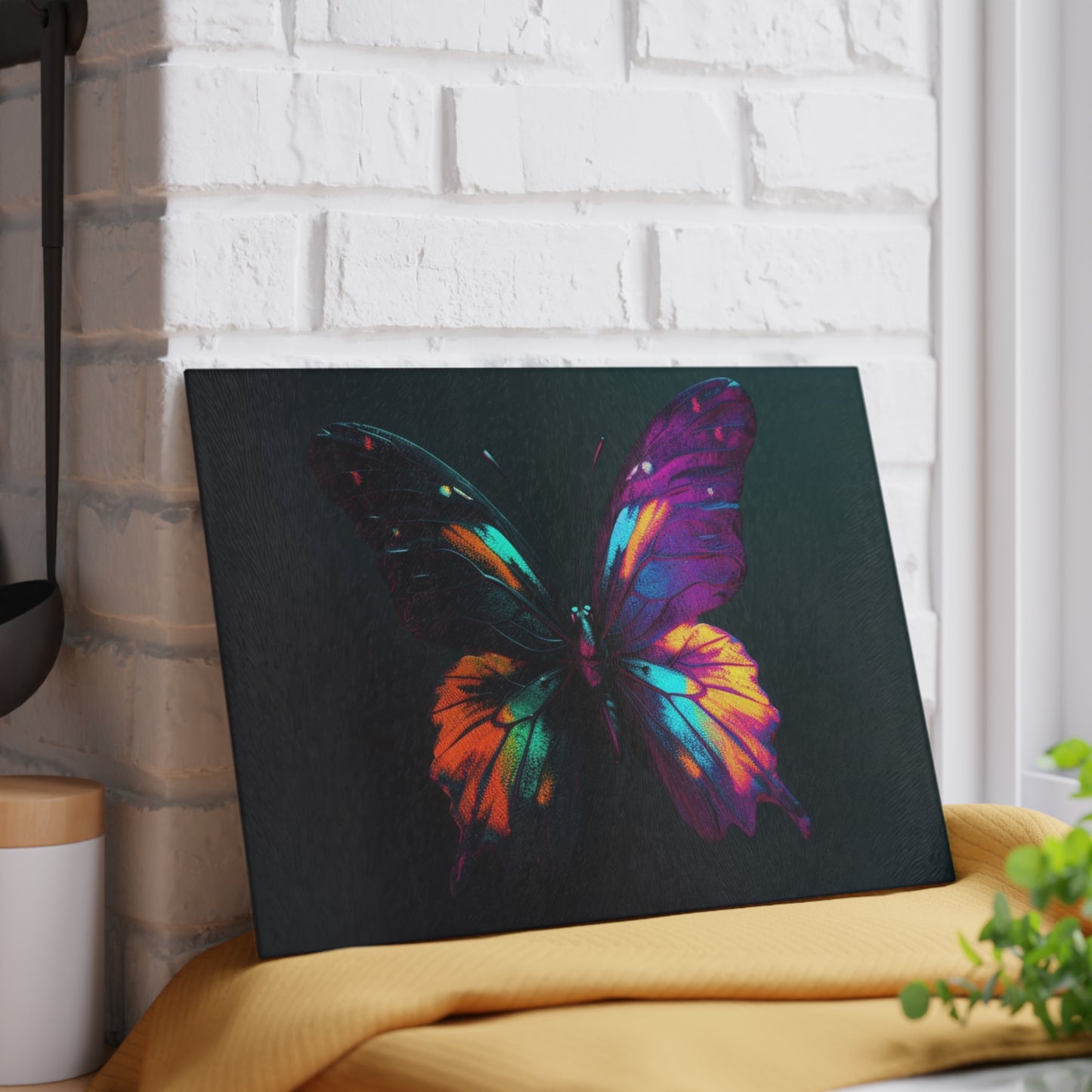 Glass Cutting Board Hyper Colorful Butterfly Purple 3