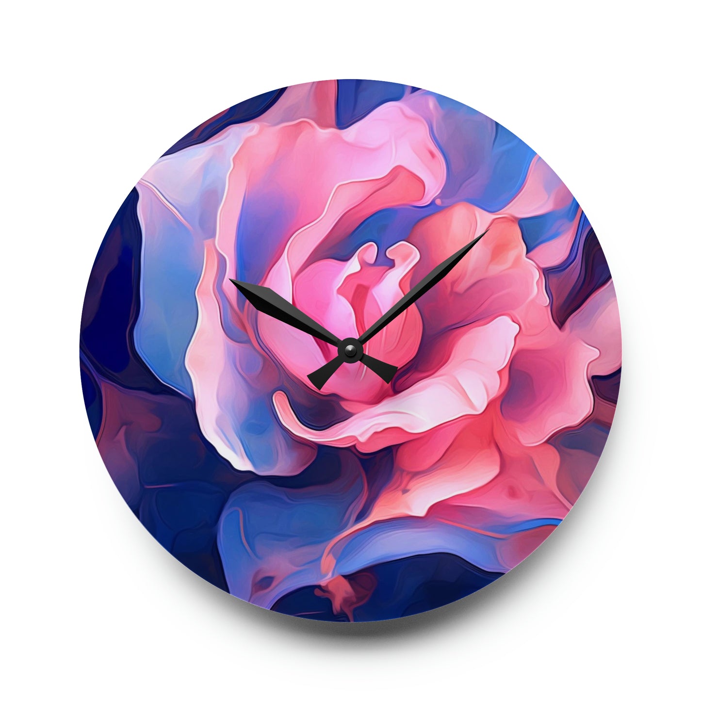 Acrylic Wall Clock Pink & Blue Tulip Rose 1